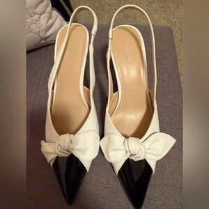 Ann Taylor Black and White Bow Slingback Heels(worn once)